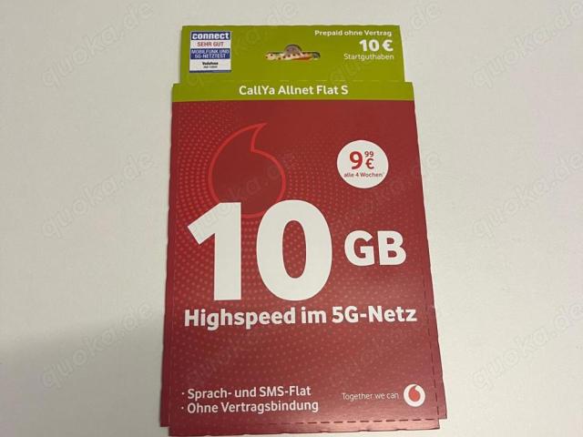 Vodafone Prepaid Simkarte mit 10,-  Guthaben anonym - 1